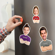 Custom Photo Funny Face Flat Art Family - Gift For Kids, Parents, Siblings - Personalized Magnet