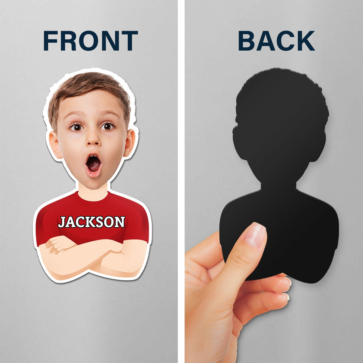 Custom Photo Funny Face Flat Art Family - Gift For Kids, Parents, Siblings - Personalized Magnet