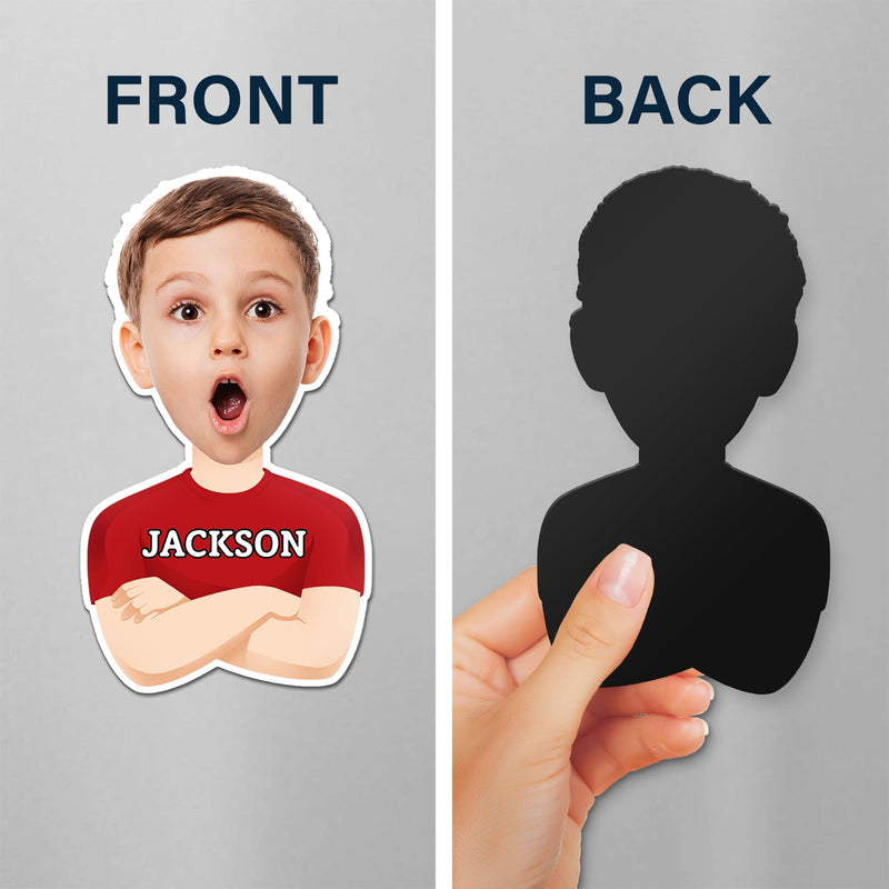Custom Photo Funny Face Flat Art Family - Gift For Kids, Parents, Siblings - Personalized Magnet