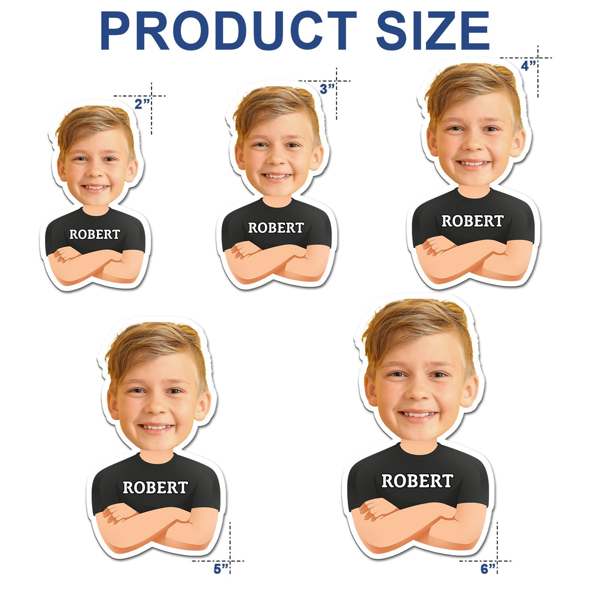 Custom Photo Funny Face Flat Art Family - Gift For Kids, Parents, Siblings - Personalized Magnet