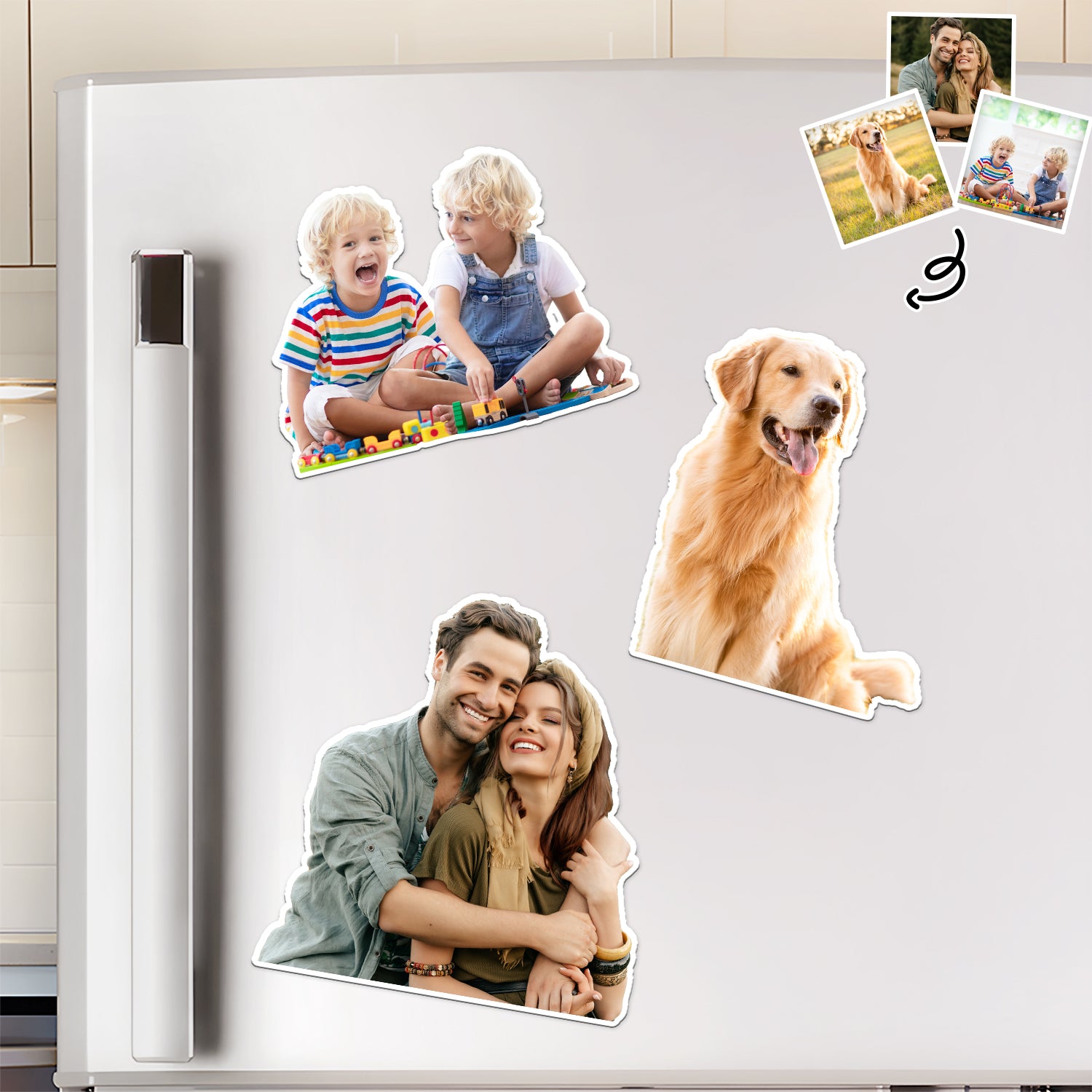 Custom Photo Funny Kids Pet Family - Gift For Parents, Grandparents, Pet Lovers - Personalized Magnet