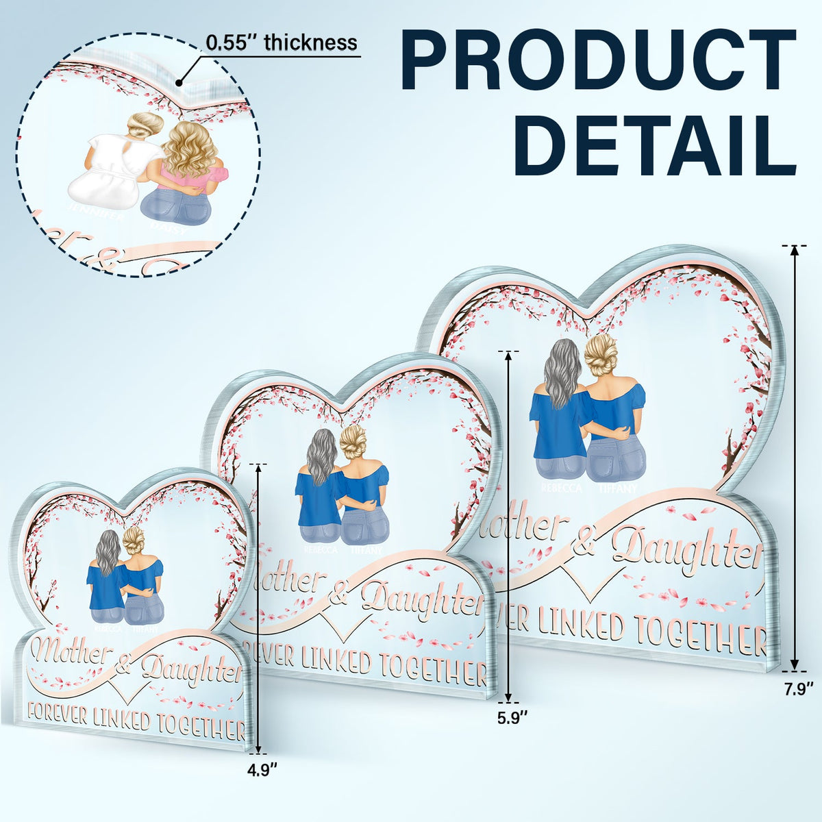 Mother And Daughters Forever Linked Together - Loving, Birthday Gift For Mother, Mom - Personalized Custom Shaped Acrylic Plaque