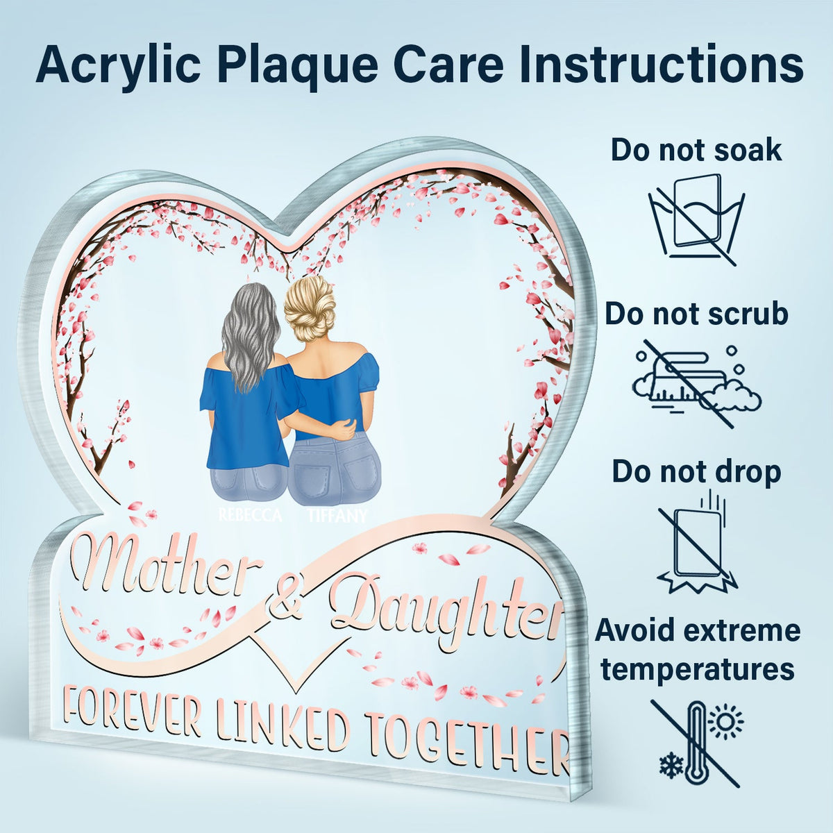 Mother And Daughters Forever Linked Together - Loving, Birthday Gift For Mother, Mom - Personalized Custom Shaped Acrylic Plaque