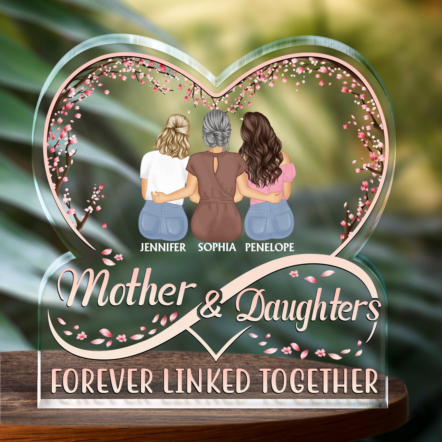 Mother And Daughters Forever Linked Together - Loving, Birthday Gift For Mother, Mom - Personalized Custom Shaped Acrylic Plaque