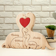 Family Dinosaurs - Gift For Parents, Father, Mother - Personalized Custom Shaped Wooden Puzzle