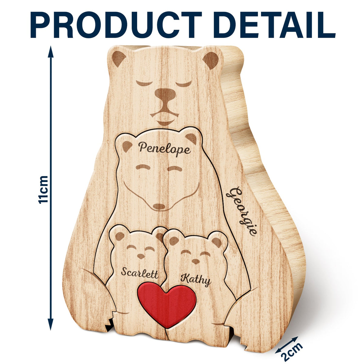 Family Bears - Gift For Parents, Father - Personalized Custom Shaped Wooden Puzzle