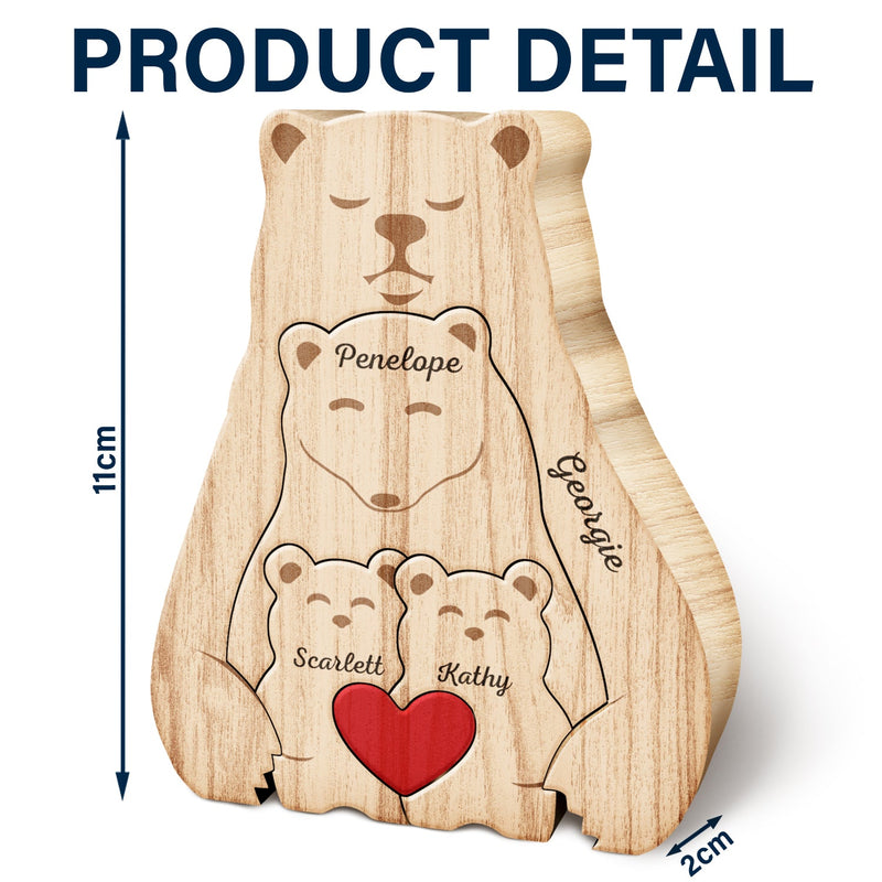 Family Bears - Gift For Parents, Father - Personalized Custom Shaped Wooden Puzzle