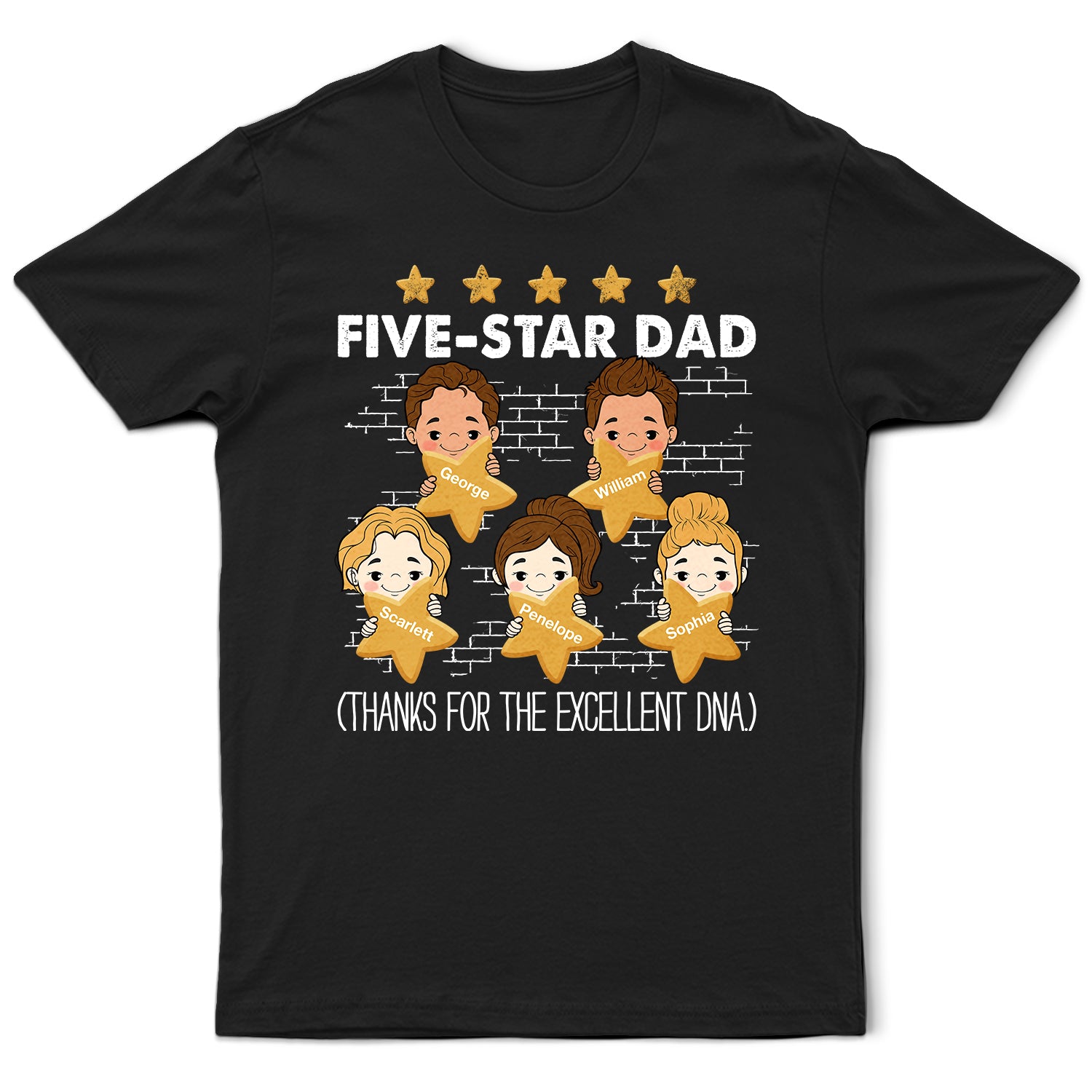 Five - Star Dad Thanks For The Excellent DNA - Personalized T Shirt
