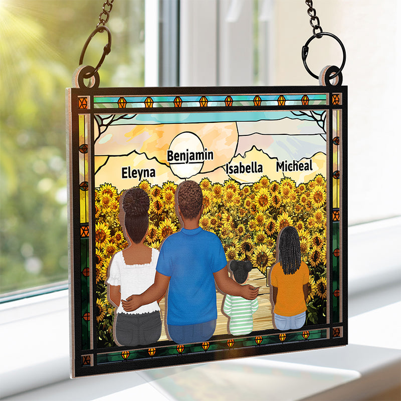 A Dad And His Kids A Bond That Can't Be Broken - Personalized Window Hanging Suncatcher Ornament