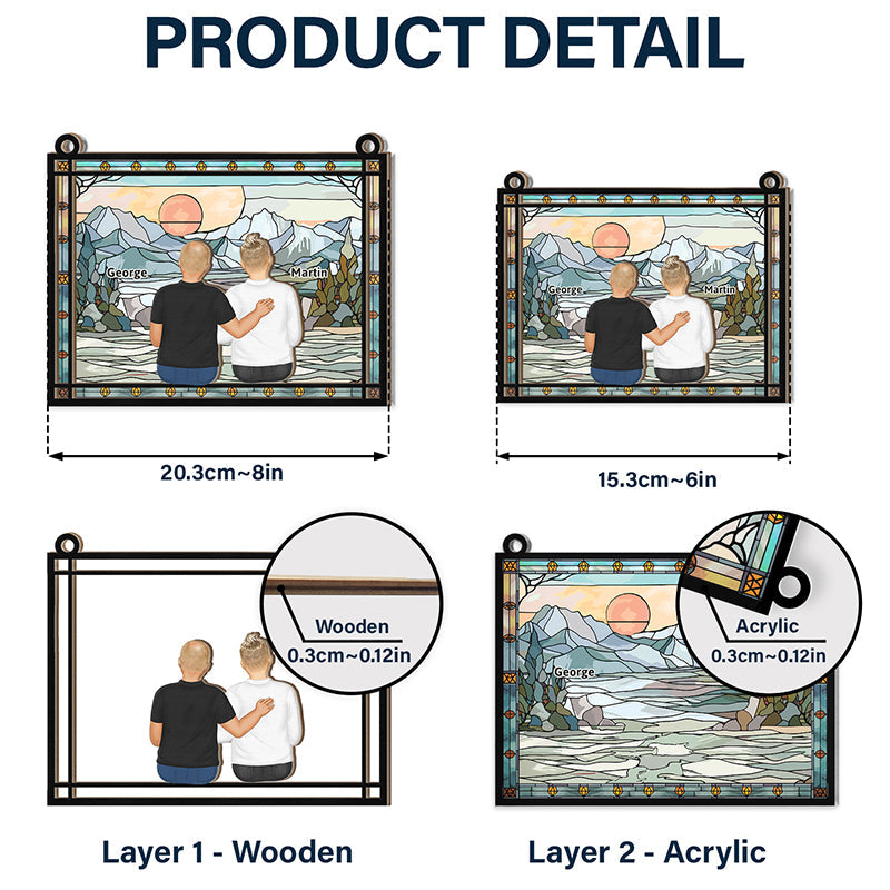 A Dad And His Kids A Bond That Can't Be Broken - Personalized Window Hanging Suncatcher Ornament