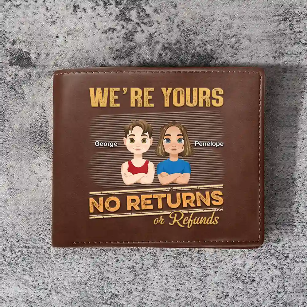 No Returns Or Refunds Flat Art Kids - Personalized Leather Wallet