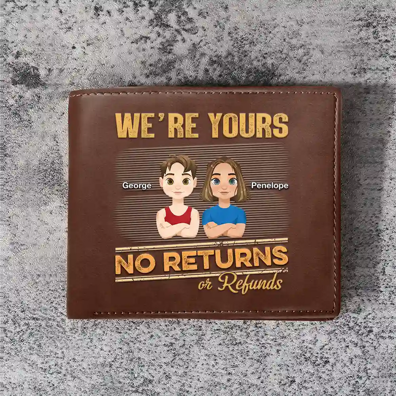 No Returns Or Refunds Flat Art Kids - Personalized Leather Wallet
