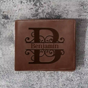 Minimalist Monogram Vintage Style - Personalized Leather Wallet