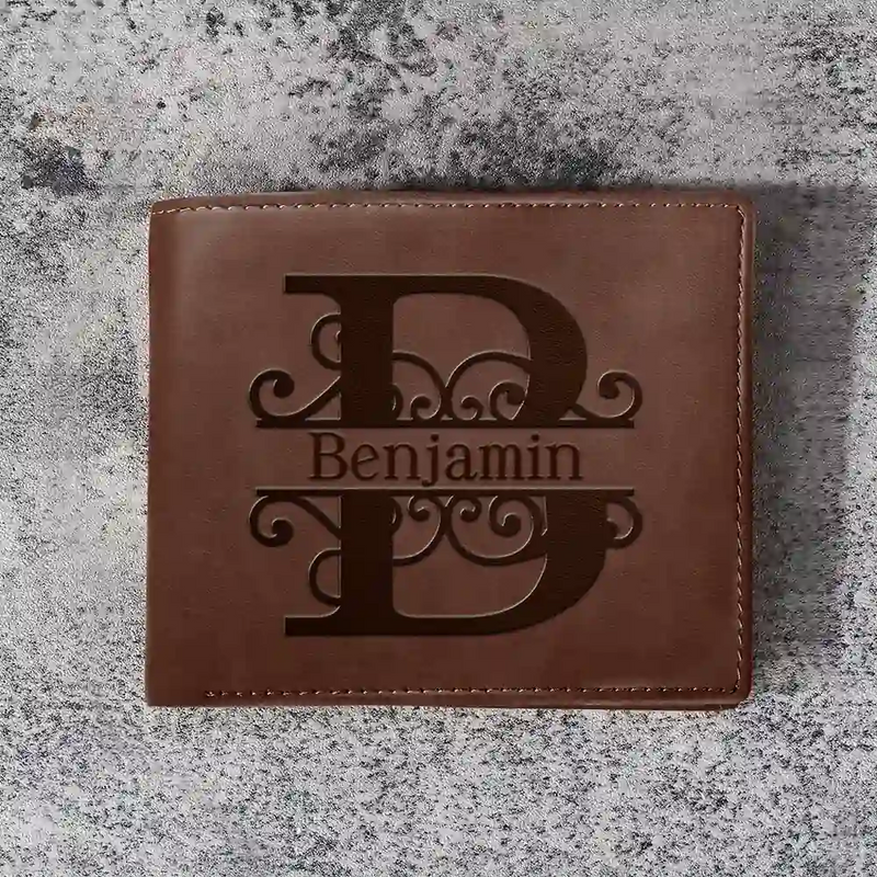 Minimalist Monogram Vintage Style - Personalized Leather Wallet