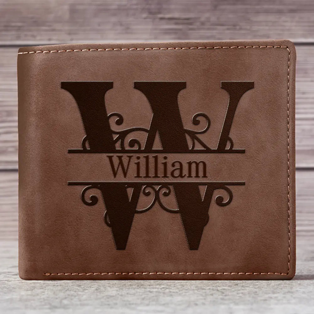 Minimalist Monogram Vintage Style - Personalized Leather Wallet ...