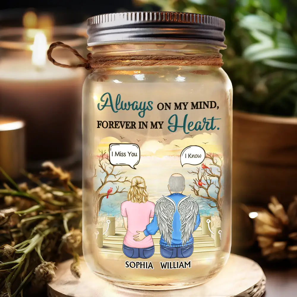 Toujours dans mon esprit, pour toujours dans mon cœur - Lampe de pot Mason personnalisée