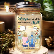 Toujours dans mon esprit, pour toujours dans mon cœur - Lampe de pot Mason personnalisée