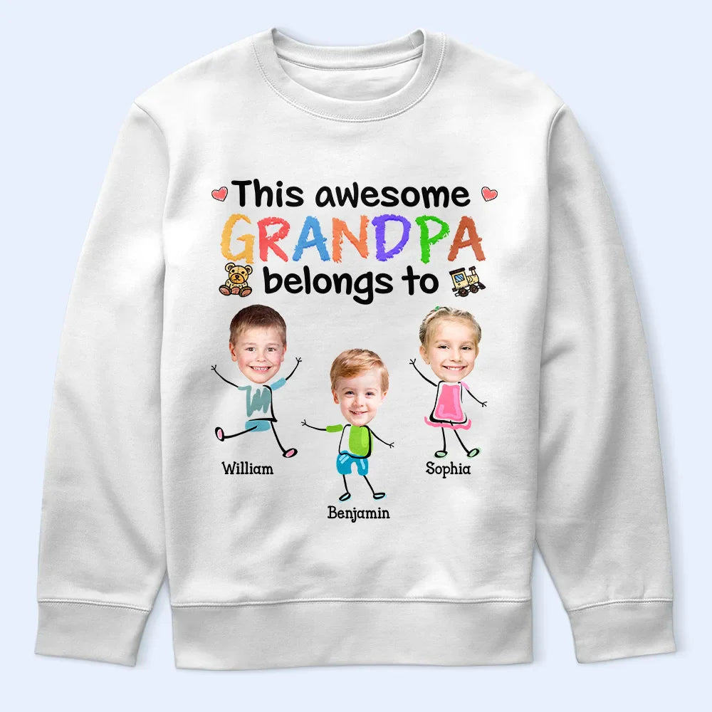 Custom Photo This Awesome Daddy Mommy Grandpa Belongs To - Personalized T Shirt