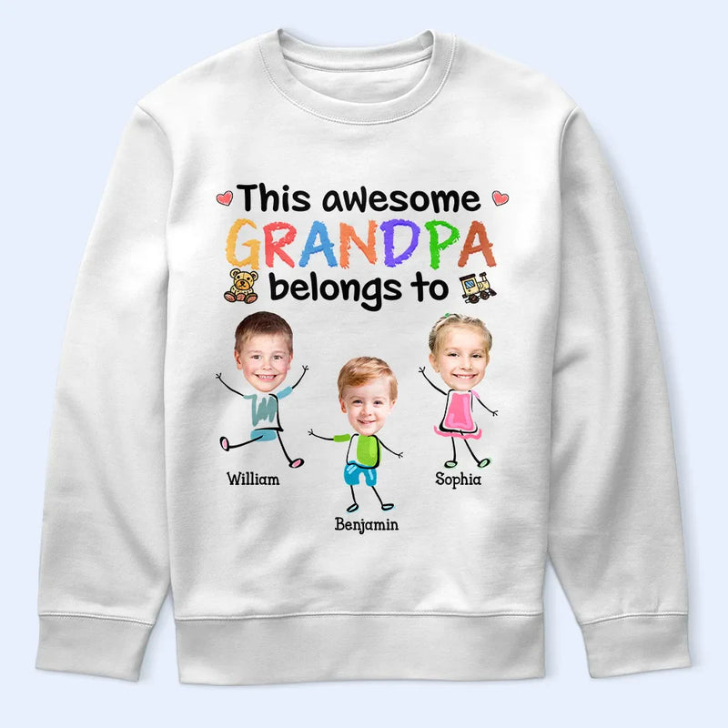 Custom Photo This Awesome Daddy Mommy Grandpa Belongs To - Personalized T Shirt