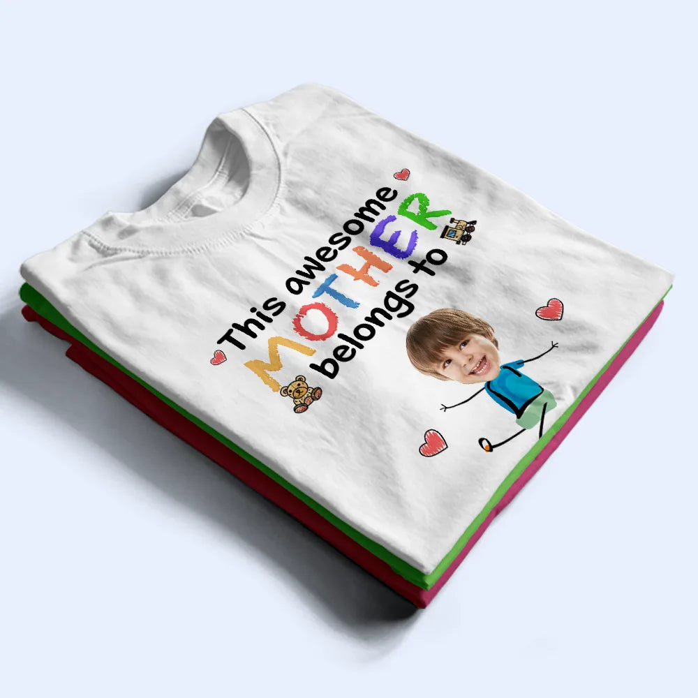 Custom Photo This Awesome Daddy Mommy Grandpa Belongs To - Personalized T Shirt