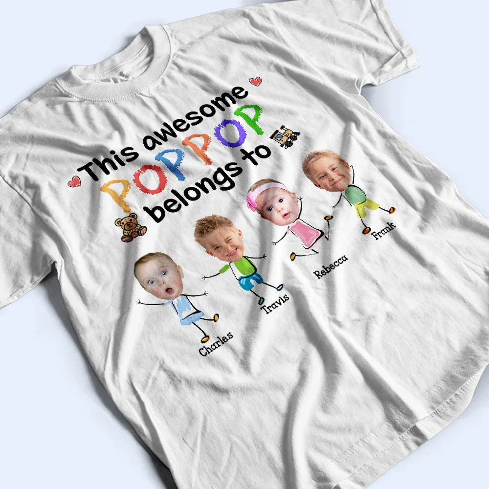Custom Photo This Awesome Daddy Mommy Grandpa Belongs To - Personalized T Shirt