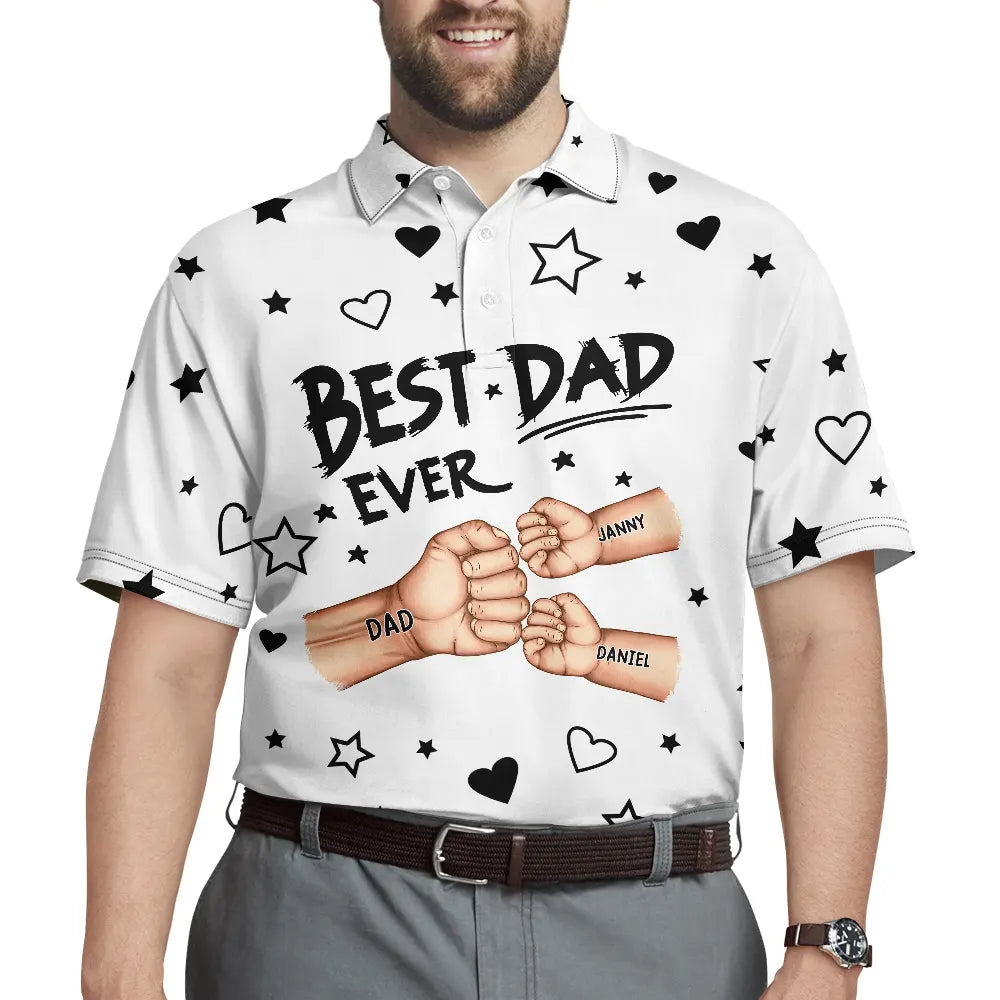 Best Dad Grandpa Ever Fist Bump - Personalized Polo Shirt