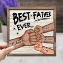 Best Dad Grandpa Ever Fist Bump - Personalized 2-Layered Wooden Plaque With Stand