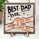 Best Dad Grandpa Ever Fist Bump - Personalized 2-Layered Wooden Plaque With Stand