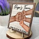 Dad And Kids Together We're A Team - Personalized 2-Layered Wooden Plaque With Stand