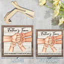 Dad And Kids Together We're A Team - Personalized 2-Layered Wooden Plaque With Stand