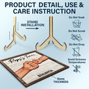 Dad And Kids Together We're A Team - Personalized 2-Layered Wooden Plaque With Stand