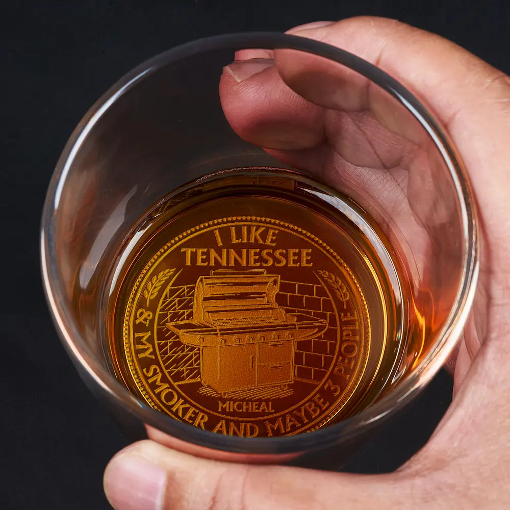 I Like My Smoker And Maybe 3 People Retro - Personalized Engraved Whiskey Glass