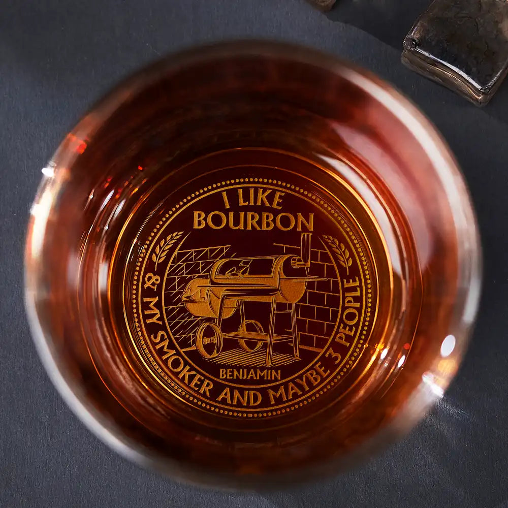 I Like My Smoker And Maybe 3 People Retro - Personalized Engraved Whiskey Glass