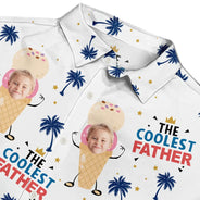 Photo personnalisée du papa le plus cool de la crème glacée Pop - T-shirt hawaïen personnalisé