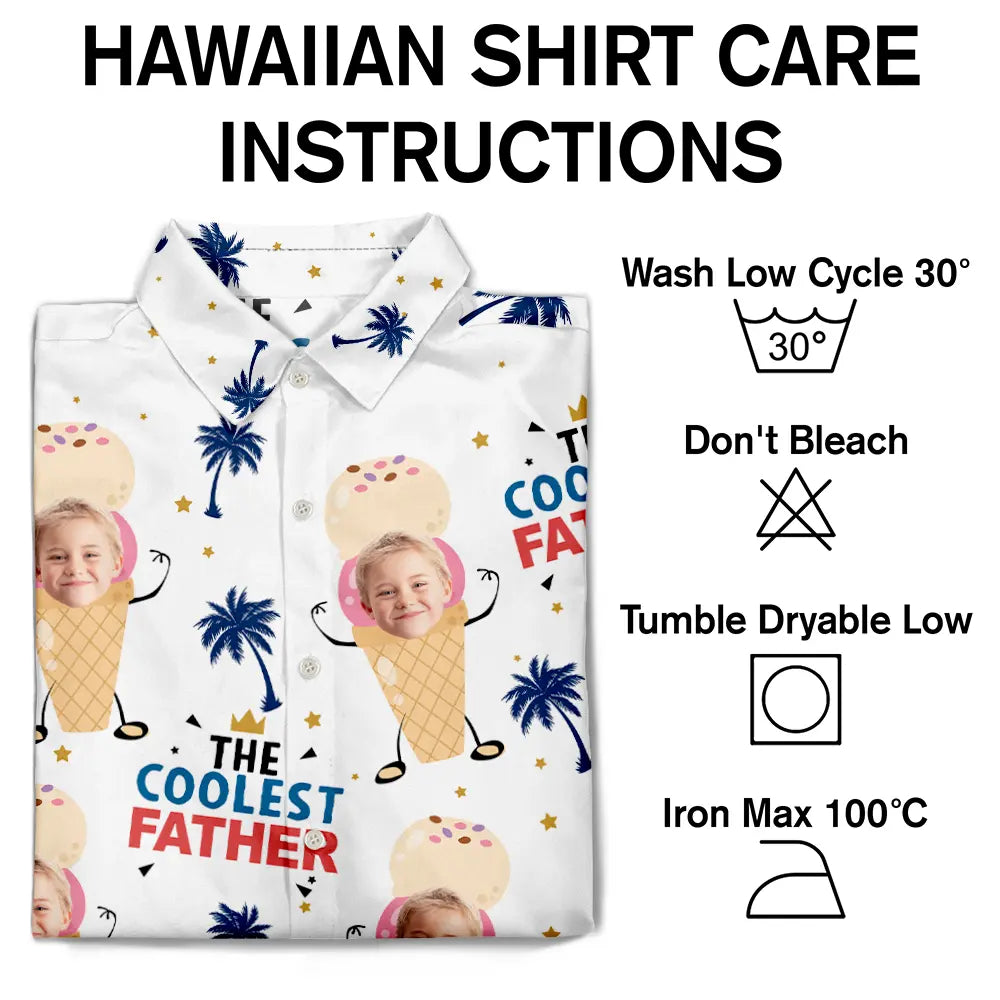 Photo personnalisée du papa le plus cool de la crème glacée Pop - T-shirt hawaïen personnalisé