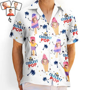 Photo personnalisée du papa le plus cool de la crème glacée Pop - T-shirt hawaïen personnalisé