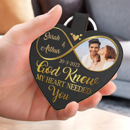 Custom Photo God Knew My Heart Needed You - Personalized Custom Shaped Leather Keychain