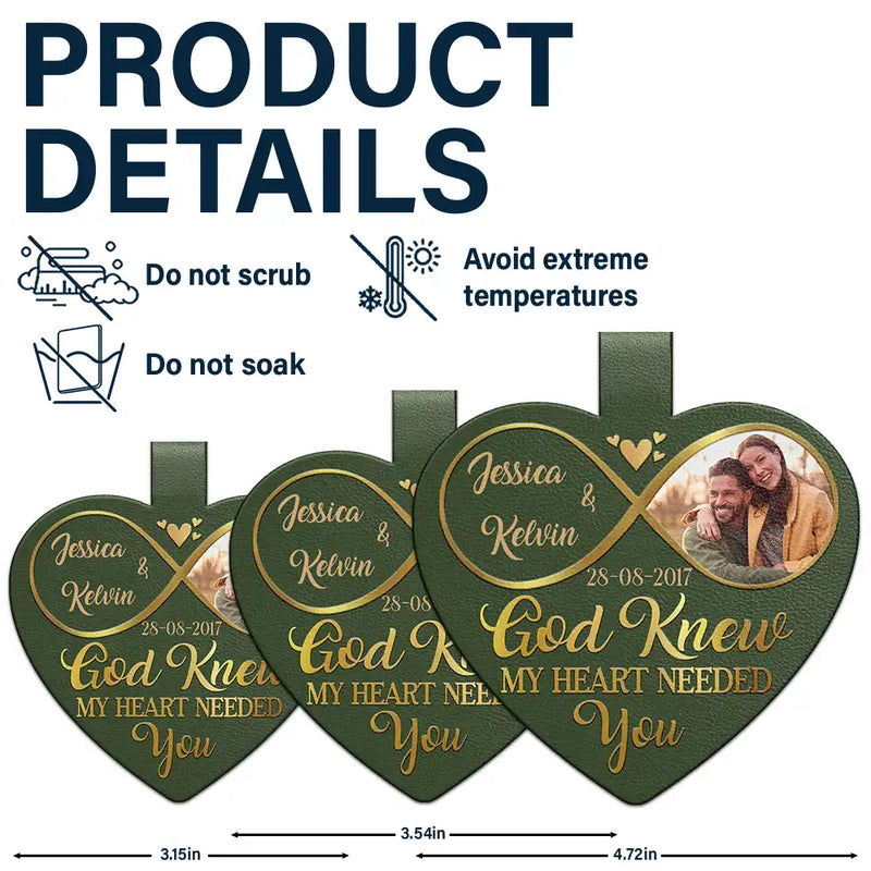 Custom Photo God Knew My Heart Needed You - Personalized Custom Shaped Leather Keychain