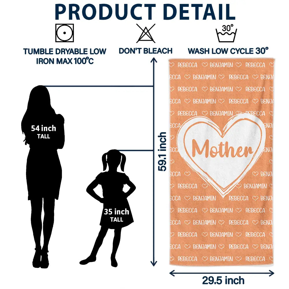 Grandkids, Kids Names For Grandma, Mom - Personalized Beach Towel