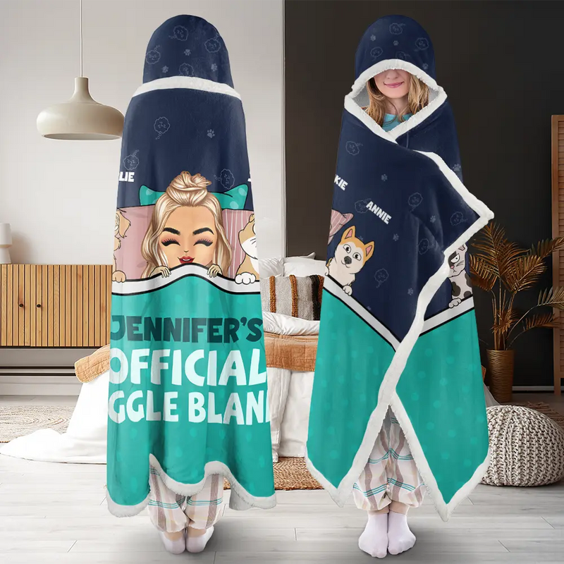 Official Snuggle Nap With Pets Chibi - Personalized Wearable Hooded Blanket