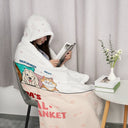 Official Snuggle Nap With Pets Chibi - Personalized Wearable Hooded Blanket