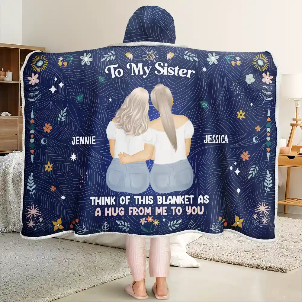 As A Hug From Me To You Personalized Wearable Hooded Blanket Wander Prints