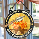 No City Lights Just Campfire Nights Couple - Personalized Acrylic Window Hanging Suncatcher