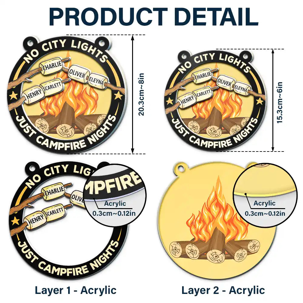 No City Lights Just Campfire Nights Couple - Personalized Acrylic Window Hanging Suncatcher
