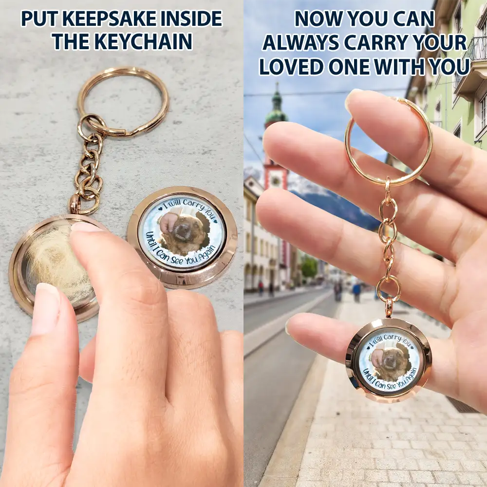 Custom Photo I Will Carry You Pet Memorial - Personalized Keepsake Keychain