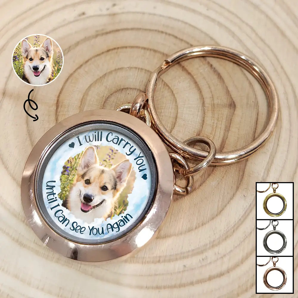 Porte-clés souvenir personnalisé avec photo « Je te porterai » pour animal de compagnie