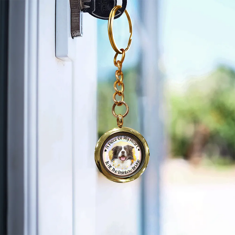 Custom Photo A Piece Of My Heart Rainbow Bridge Pet Memorial - Personalized Keepsake Keychain