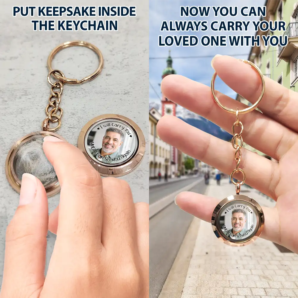 Custom Photo I Will Carry You Family Memorial - Personalized Keepsake Keychain