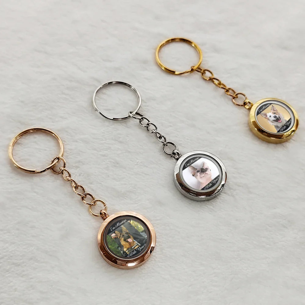 Porte-clés souvenir personnalisé avec photo « Je suis toujours avec toi » 