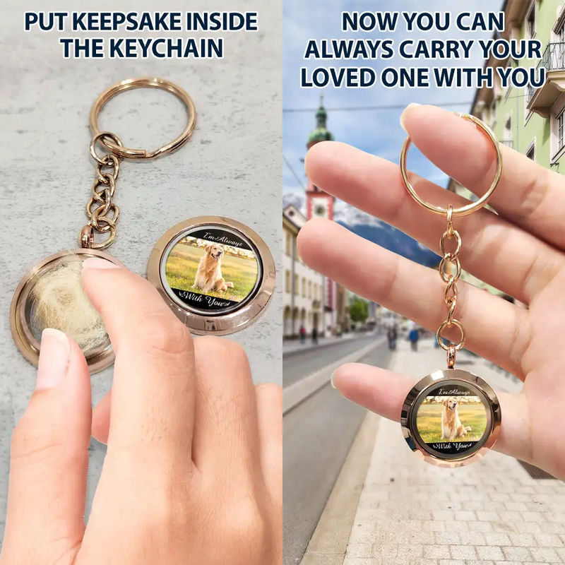 Porte-clés souvenir personnalisé avec photo « Je suis toujours avec toi » 